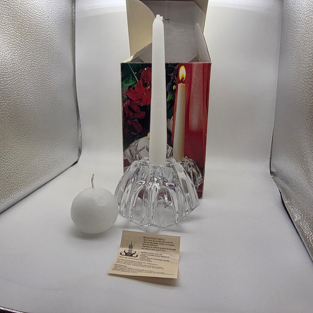 Cristal d'Arques Gigogne Candleholder Crystal 2-Way France 24% Lead Clear NEW
